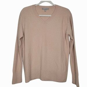 Neiman Marcus The Cashmere Collection V Neck Pullover Blush Pink Sweater LG